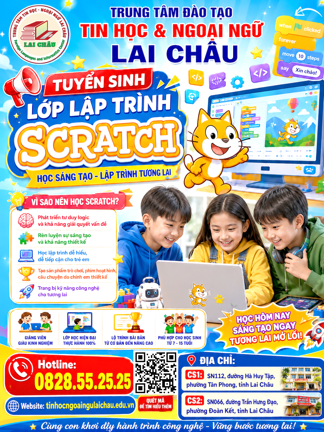 Tuyển Sinh Lớp Lập Trình Scratch Cho Trẻ Em Tại Lai Châu – Học Công Nghệ Từ Sớm 1 Tuyển Sinh Lớp Lập Trình Scratch Cho Trẻ Em Tại Lai Châu – Học Công Nghệ Từ Sớm