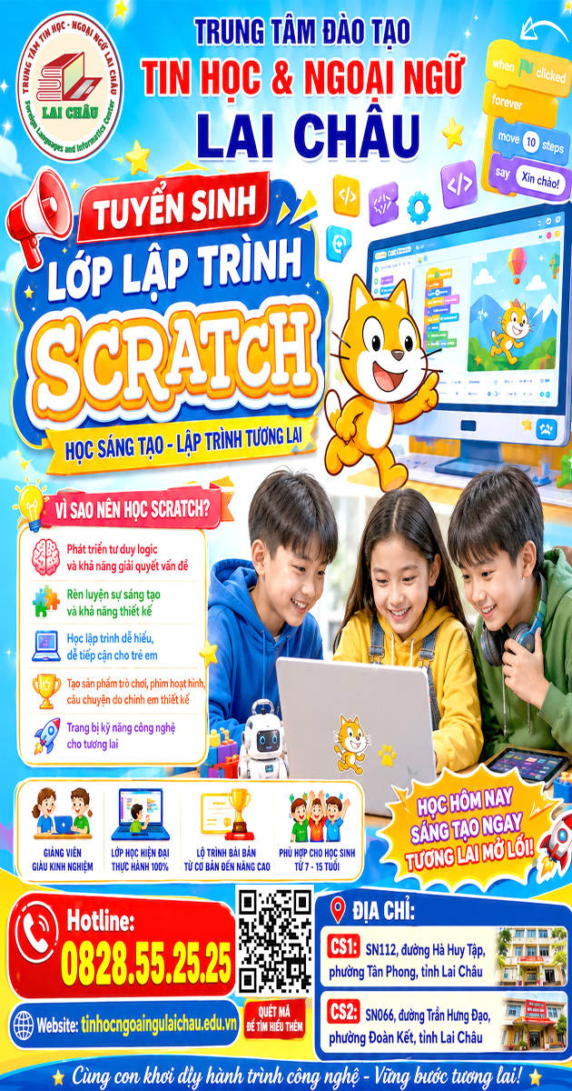 Tuyen sinh lop lap trinh scratch co ban nang cao tai lai chau dai dien bai viet