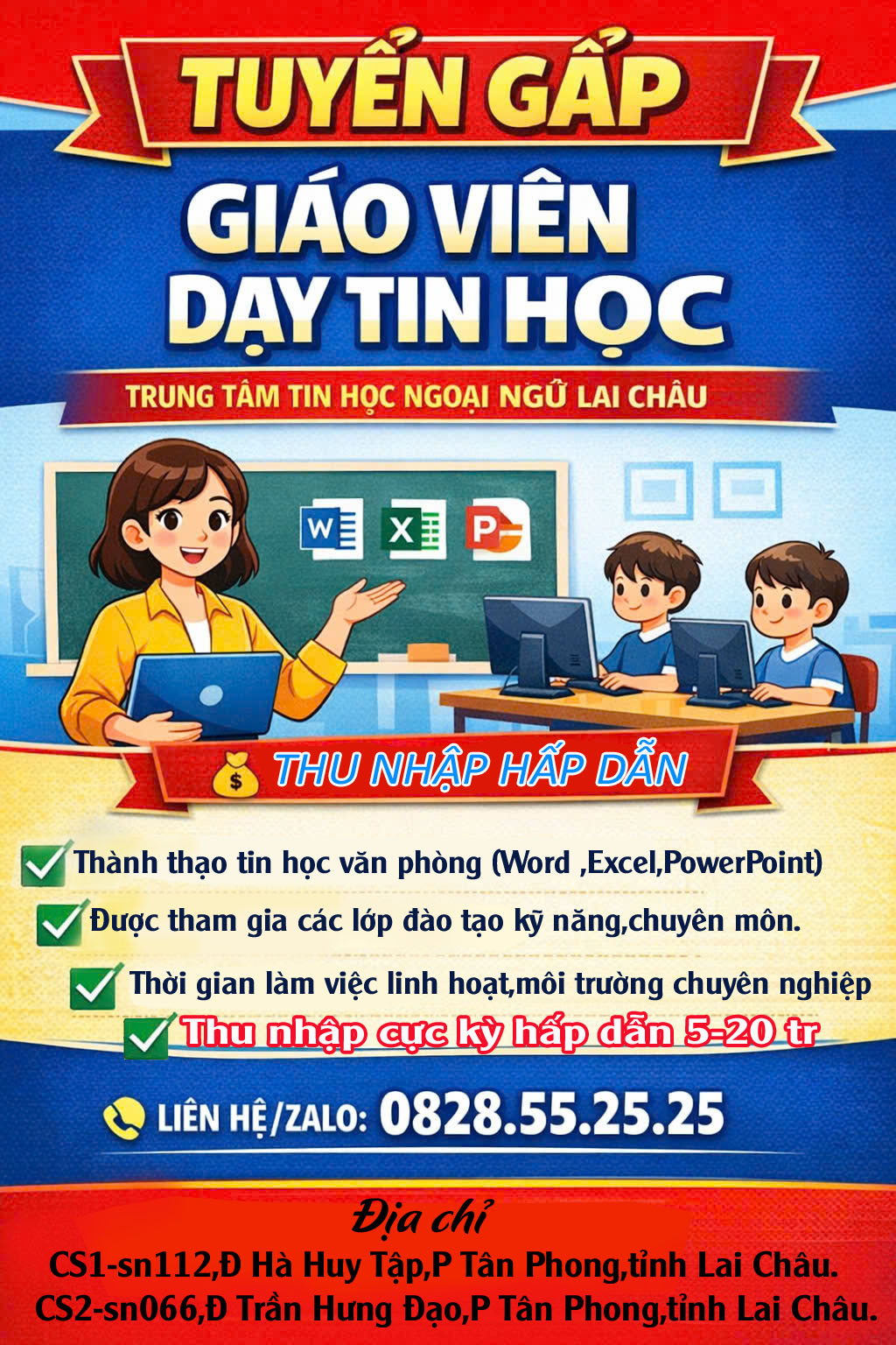 Tuyển dụng giáo viên dạy Tin học tại Lai Châu.