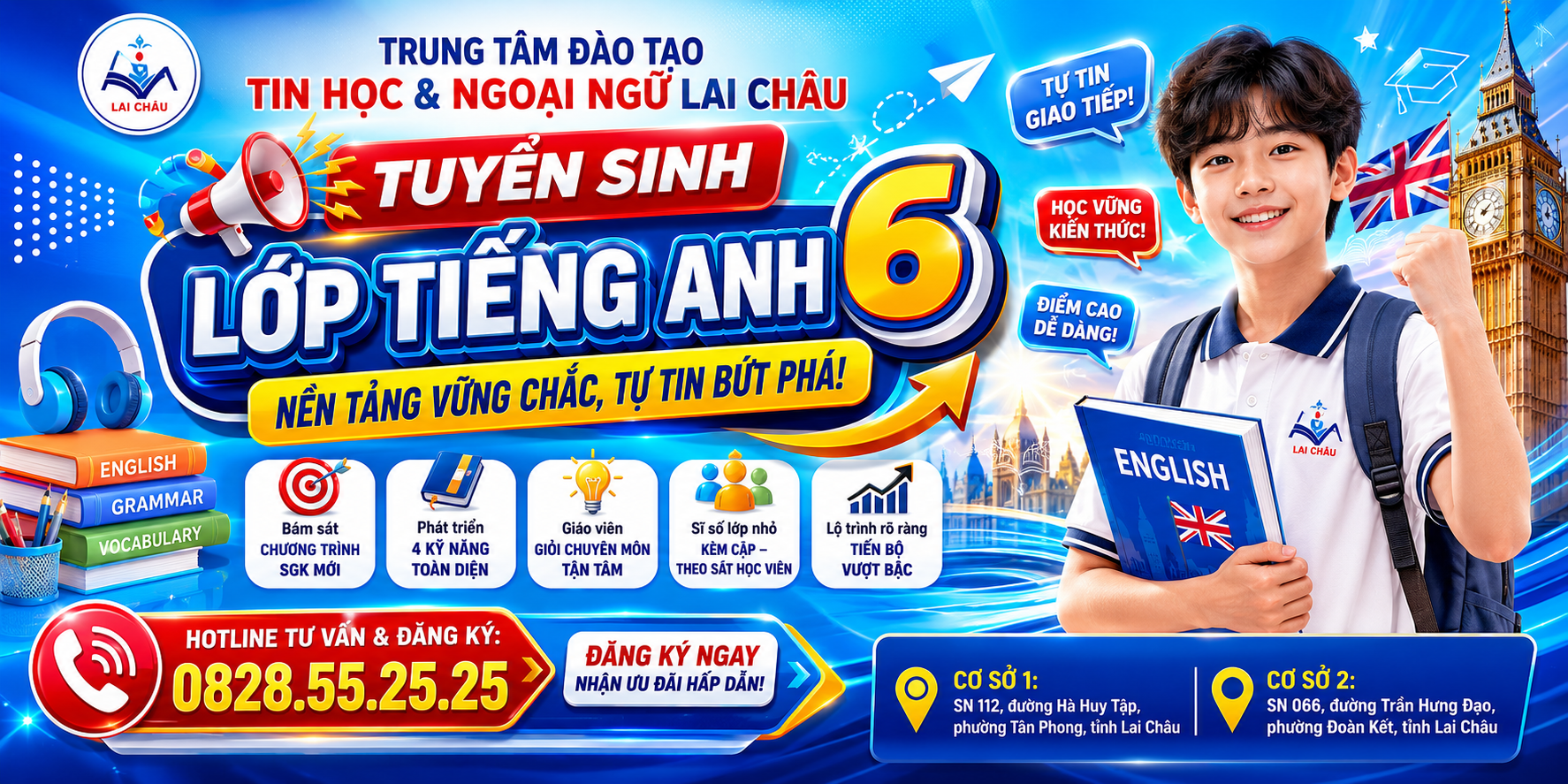 Tuyển sinh tiếng anh lớp 6 tại Lai Châu.